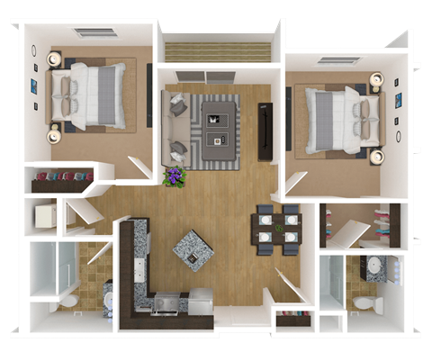2 Bedrooms, 2 Bathrooms Floor Plan at Arbor Ridge, Minnesota